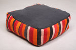 two Moroccan handmade vintage woven rug poufs