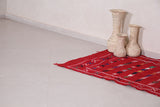 Red flatwoven Moroccan berber carpet, 3.4 FT X 4.6 FT