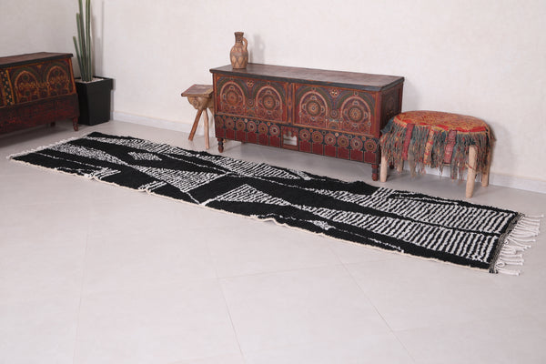 Custom black Moroccan rug – White striped handmade design