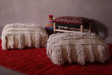 Two old poufs berber woven handmade ottoman