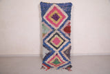 Colorful handmade berber Moroccan carpet - 2.7 FT X 7.2 FT