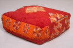 Azilal handmade Moroccan orange Kilim Pouf