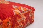 Azilal handmade Moroccan orange Kilim Pouf