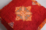 Azilal handmade Moroccan orange Kilim Pouf