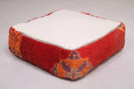 Azilal handmade Moroccan orange Kilim Pouf