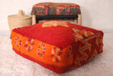 Azilal handmade Moroccan orange Kilim Pouf