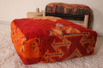 Azilal handmade Moroccan orange Kilim Pouf