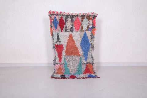 Moroccan berber Boucherouite carpet 4.6 FT X 2.5 FT