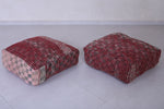 Two moroccan berber handmade ottoman poufs