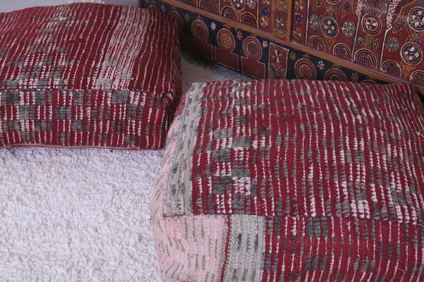 Two moroccan berber handmade ottoman poufs