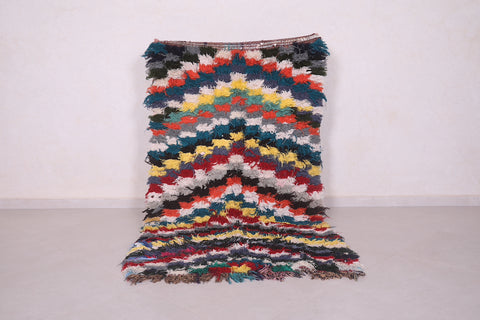 Colorful Boucherouite moroccan carpet  3.7 FT X 6.5 FT