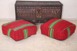 Two Moroccan berber kilim flatwoven rug poufs