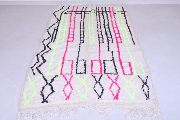 Vintage handmade Moroccan berber rug – 4.3 x 7.8 ft | Unique modern tribal design
