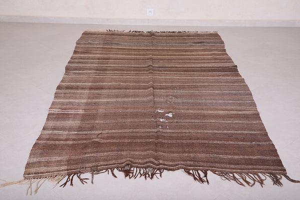 Vintage Moroccan rug – 5.1 FT X 8.7 FT | Earthy striped berber carpet