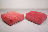 Two Moroccan berber handmade Kilim rug red Pouf