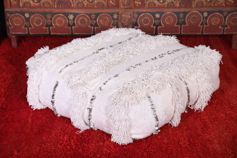 Moroccan handwoven wedding blanket pouf