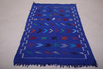 Blue flatwoven Moroccan handmade rug - 2.9 FT X 4.9 FT