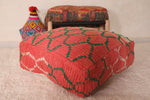 Red moroccan berber rug Kilim azilal Pouf