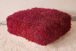 Red handmade moroccan azilal rug pouf