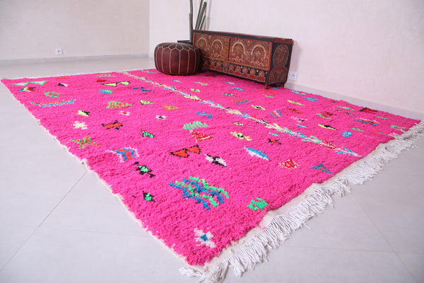 Pink custom Moroccan rug - Vibrant berber symbols handmade carpet