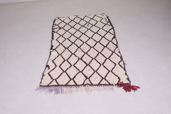 Berber vintage moroccan wool rug 3.3 FT X 6.6 FT