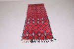 Red moroccan runner rug 2.7 FT X 7.9 FT