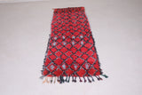 Red moroccan runner rug 2.7 FT X 7.9 FT