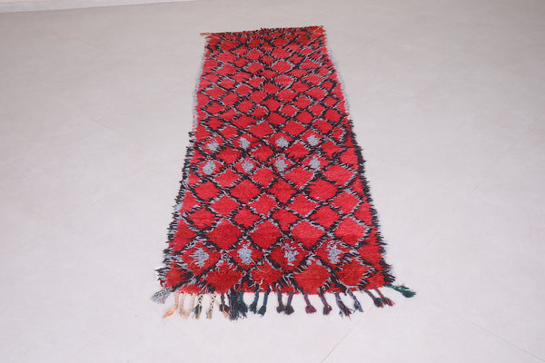 Red moroccan runner rug 2.7 FT X 7.9 FT