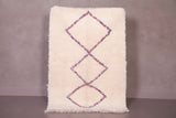 Runner Moroccan small berber beige, purple and red rug 3 FT X 4.3 FT