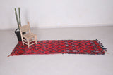 Red moroccan runner rug 2.7 FT X 7.9 FT