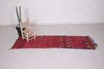 Red moroccan runner rug 2.7 FT X 7.9 FT