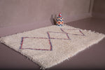 Runner Moroccan small berber beige, purple and red rug 3 FT X 4.3 FT