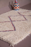 Runner Moroccan small berber beige, purple and red rug 3 FT X 4.3 FT