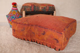 Moroccan Kilim Pouf - Burnt Orange Vintage Floor Cushion