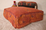 Moroccan Kilim Pouf - Burnt Orange Vintage Floor Cushion