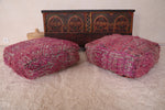 Two Moroccan berber violet berber rug Poufs