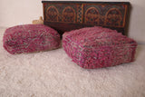 Two Moroccan berber violet berber rug Poufs