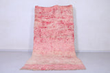 Pink vintage handmade moroccan berber rug 4.9 FT X 10.2 FT
