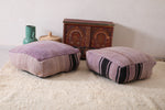 Two Handmade berber moroccan kilim rug poufs