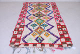 Vintage colourful handmade moroccan azilal rug 4.5 FT X 8.1 FT