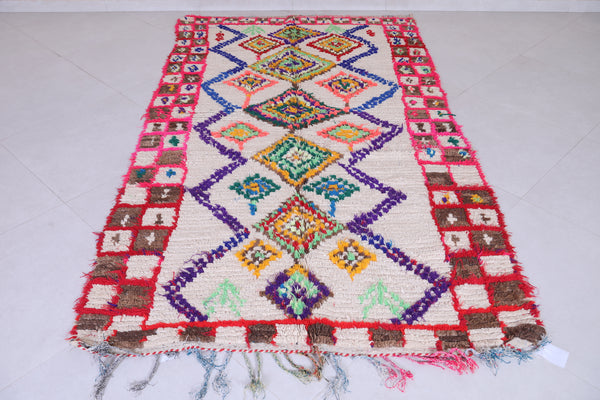 Vintage colorful Moroccan azilal rug – 4.5 x 8.1 ft | Handmade berber wool rug
