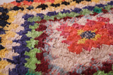 Colorful boucherouite berber carpet 3.2 FT X 7.2 FT