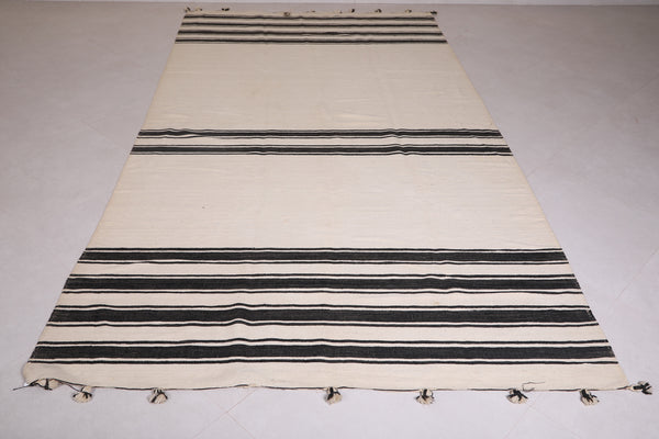 Handwoven berber Moroccan rug – 5.7 x 10.9 ft | Black and white minimalist design