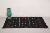 Black flatwoven Moroccan berber rug - 3.2 FT X 4.8 FT