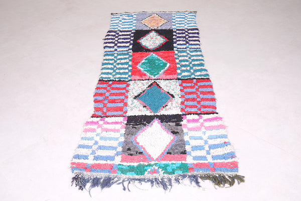 Handmade Moroccan boucherouite runner rug – 2.7 FT x 7.6 FT | Unique colorful design