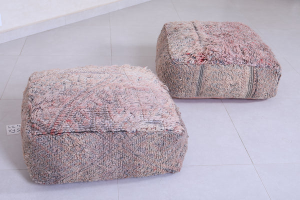 Two vintage handmade azilal ottoman pouf rugs | Moroccan berber designs