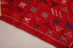 Red Moroccan kilim rug 3.2 FT X 4.7 FT