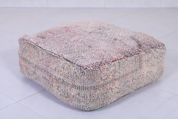 Moroccan azilal handmade ottoman rug pouf | Traditional geometric design