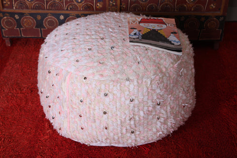 Flatwoven berber Round moroccan kilim pouf