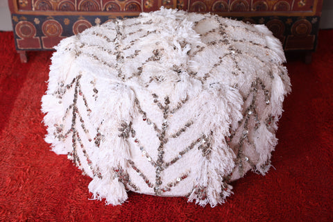Handmade moroccan kilim round berber rug pouf